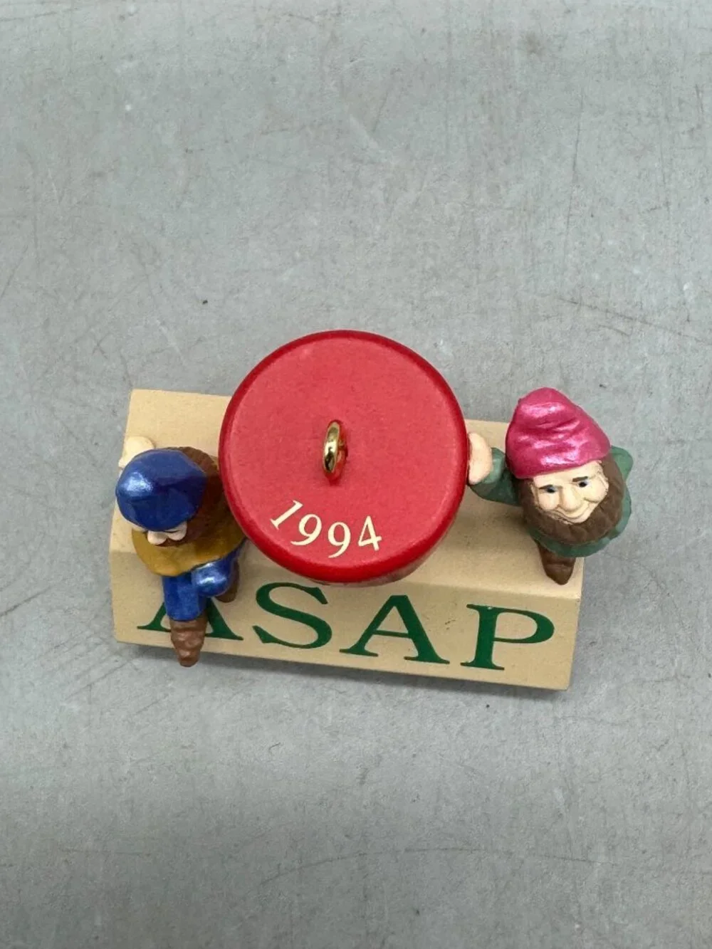 Hallmark 1994 ASAP A Santa-Approved Person Ornament With Gnomes READ
